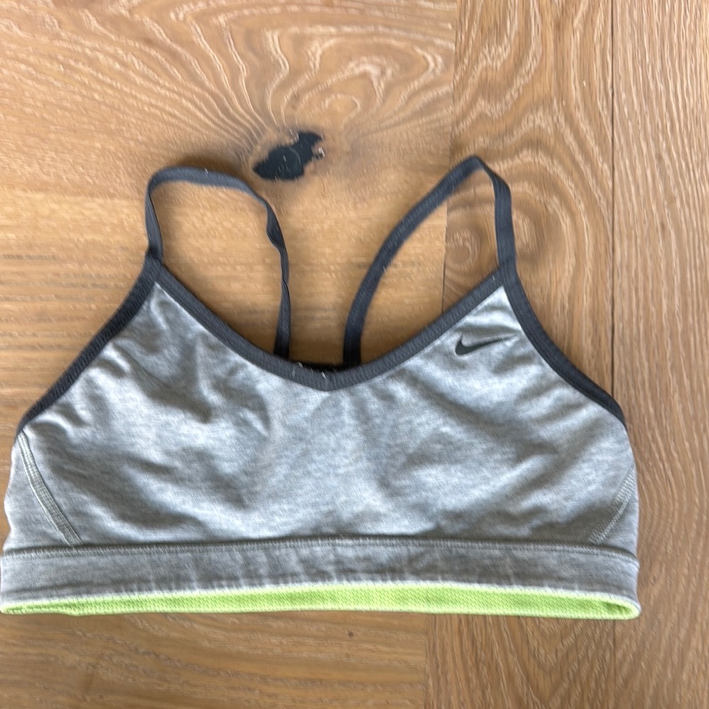 Nike Gray and Green Sports Bra Athletic Stretch Racerback REVERSIBLE